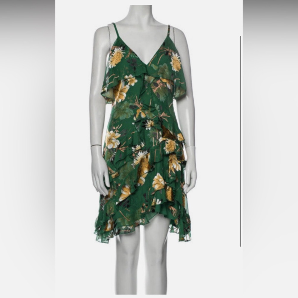 Alice + Oliva Floral Green Halter Dress